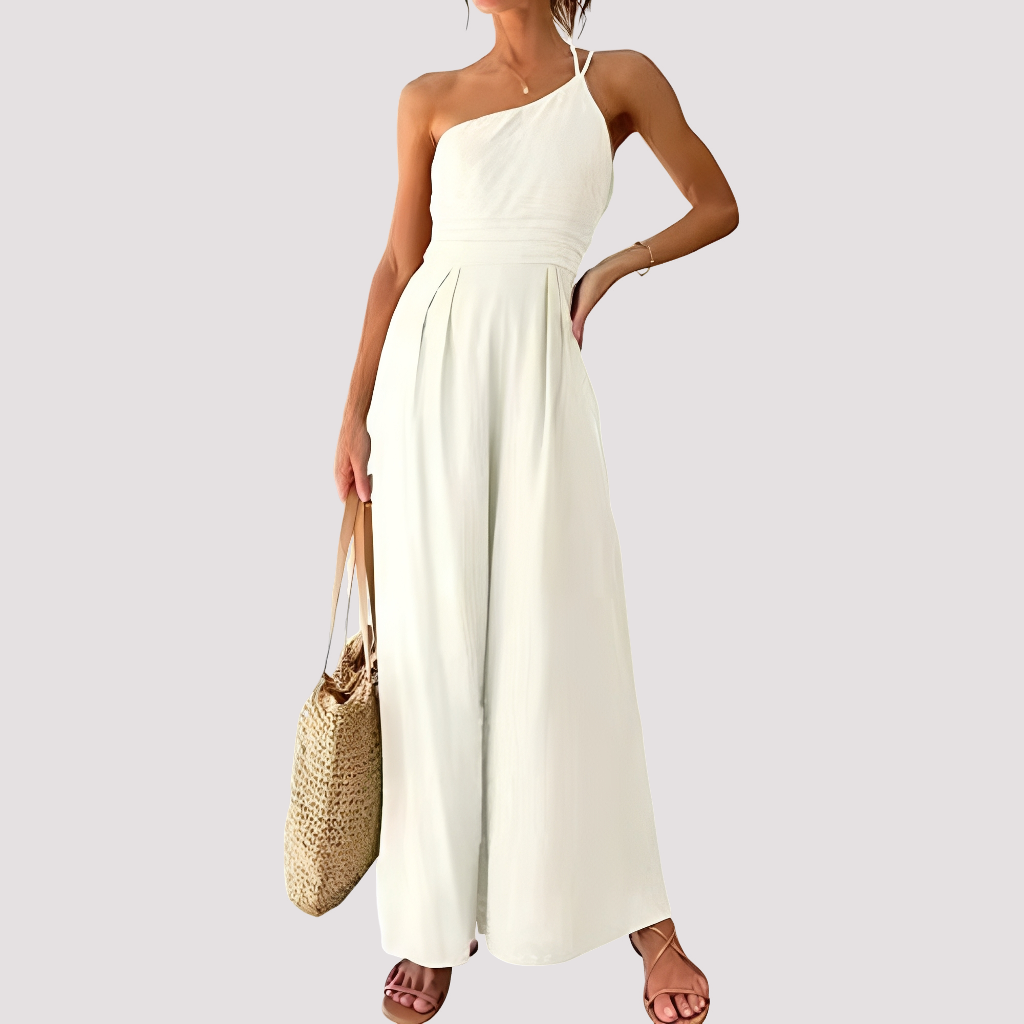Carla - Trendy one-shoulder wide-leg women's jumpsuit