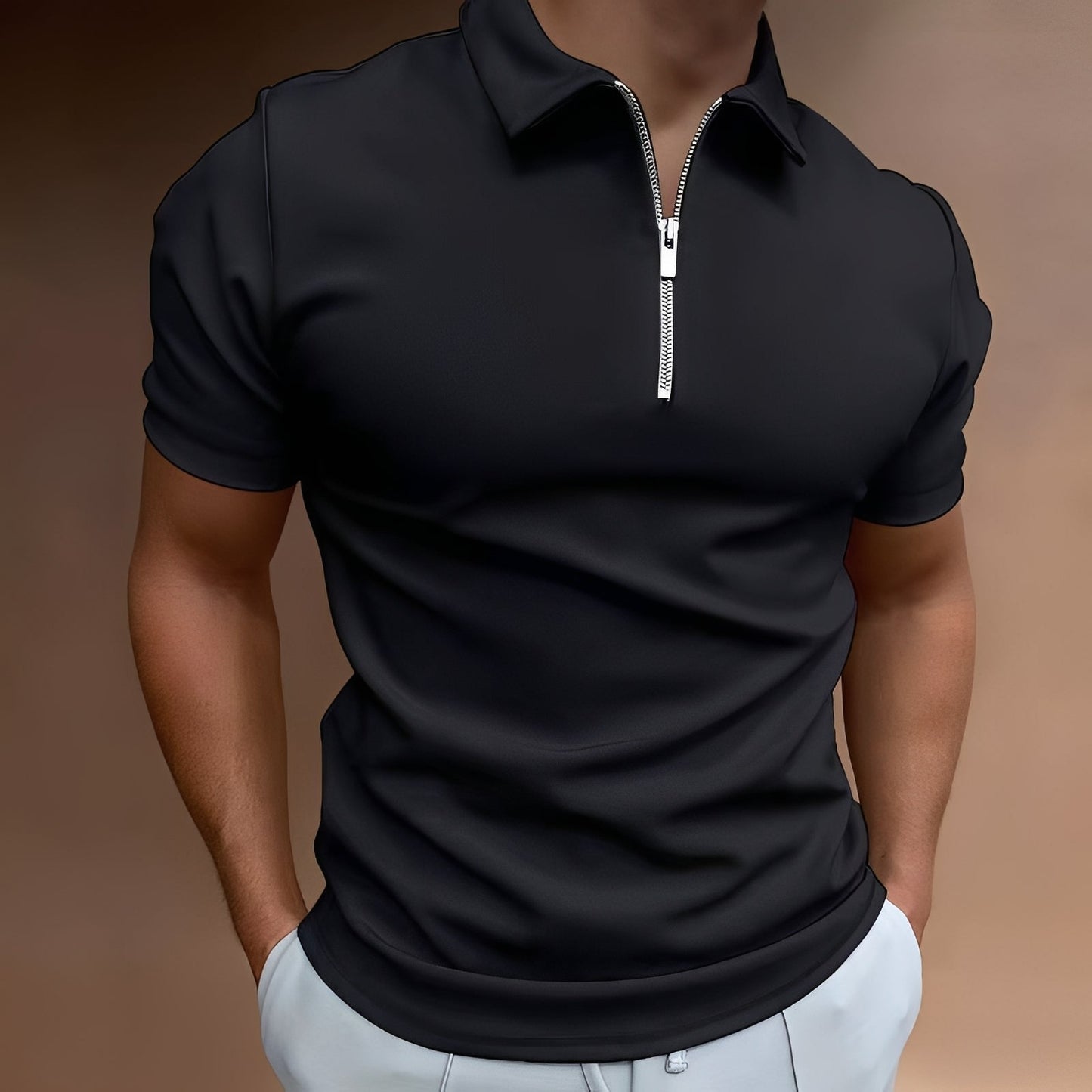 Carlos - Men's stylish polo shirt with zipper