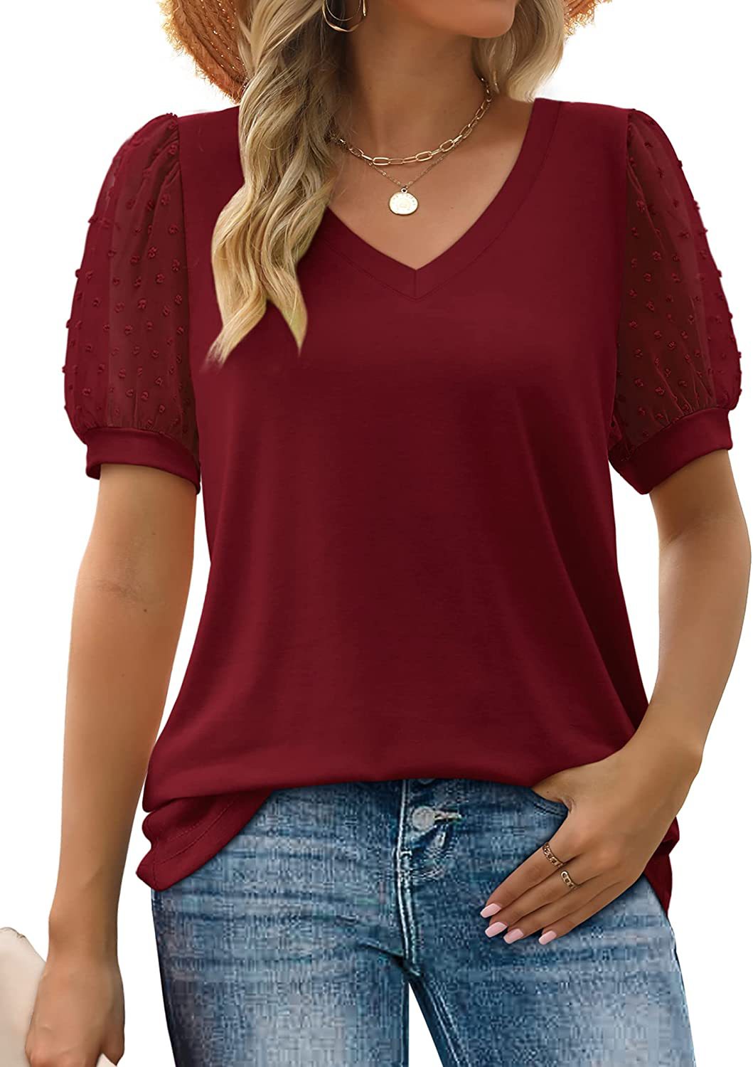 Jessica - Women's V-neck Blouse with style
