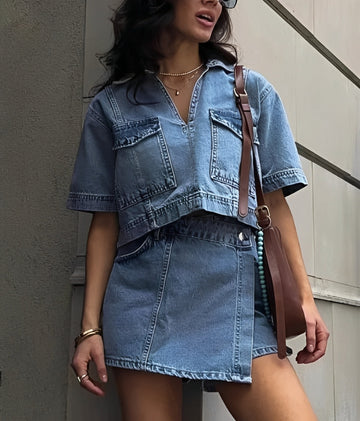 Tilly - Denim Top and Skirt Set