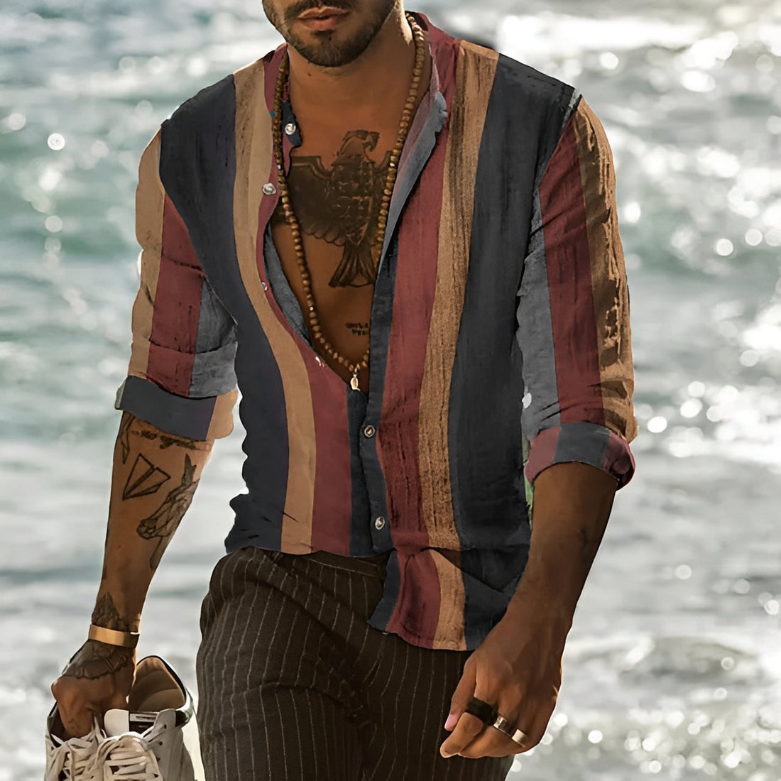 Reuben - Men's stylish long-sleeve striped shirt