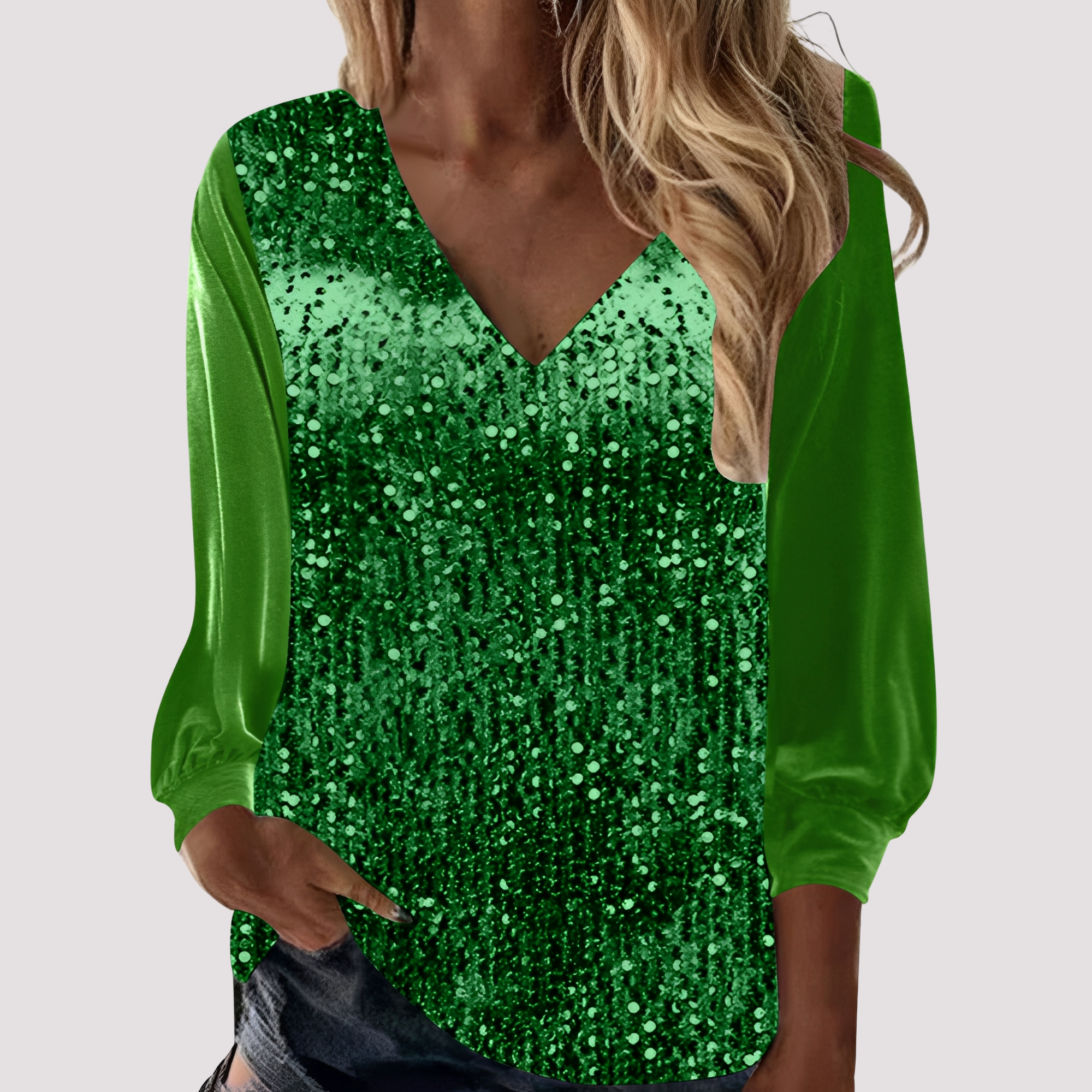 Hazel - Sequined Long-Sleeve Top
