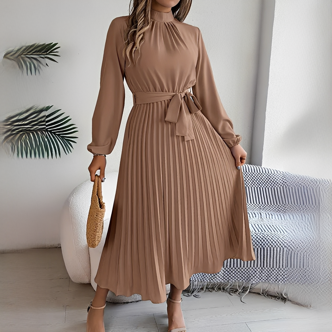 Jessy - Long sleeve pleated dress for women