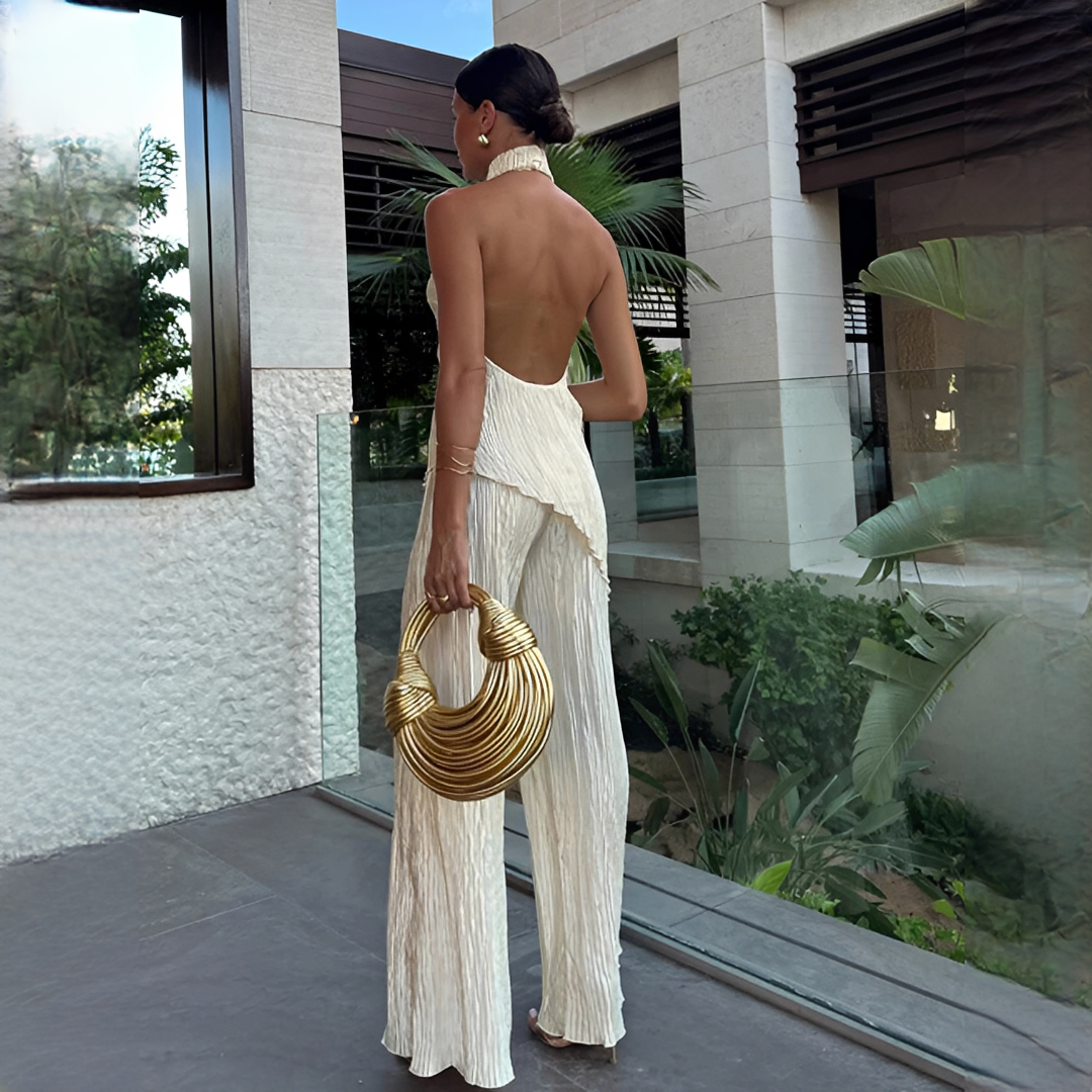 Elvissa - Fashionable set with top and wide-leg pants