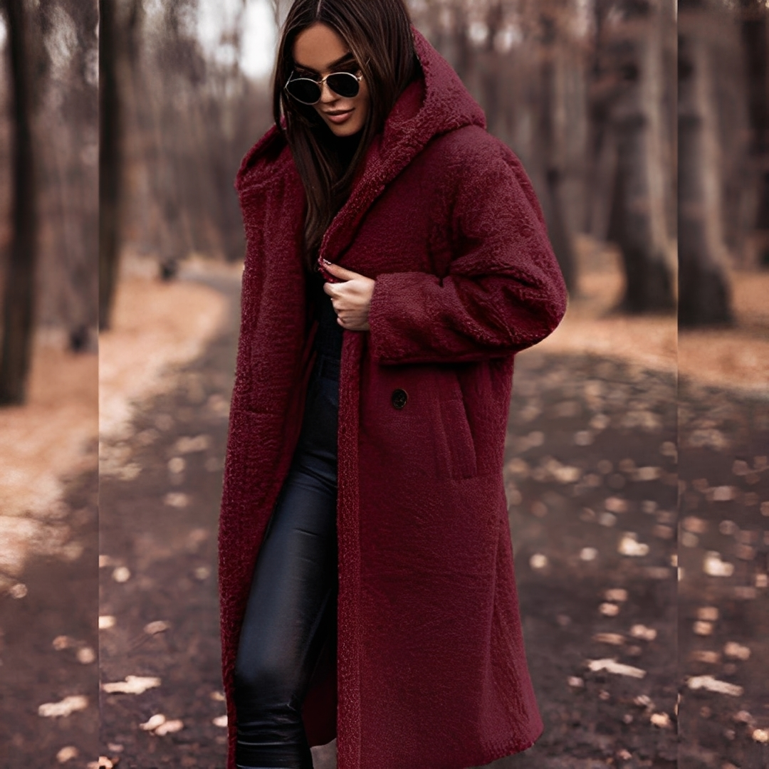Lucette - Winter coat with faux fur hood for women