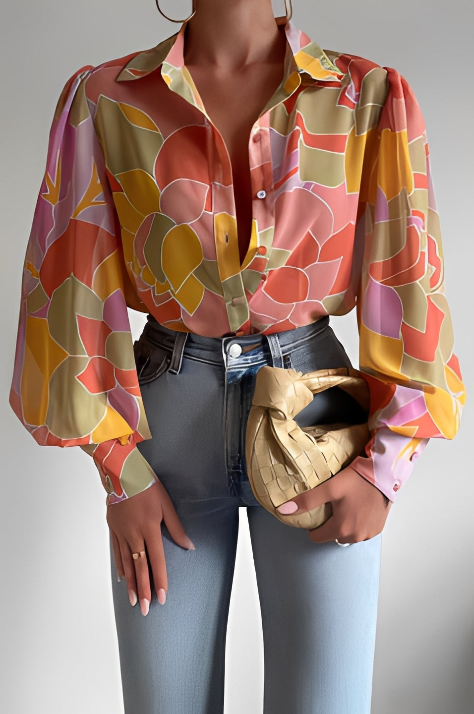 Carla - Trendy blouse with lantern sleeves for women