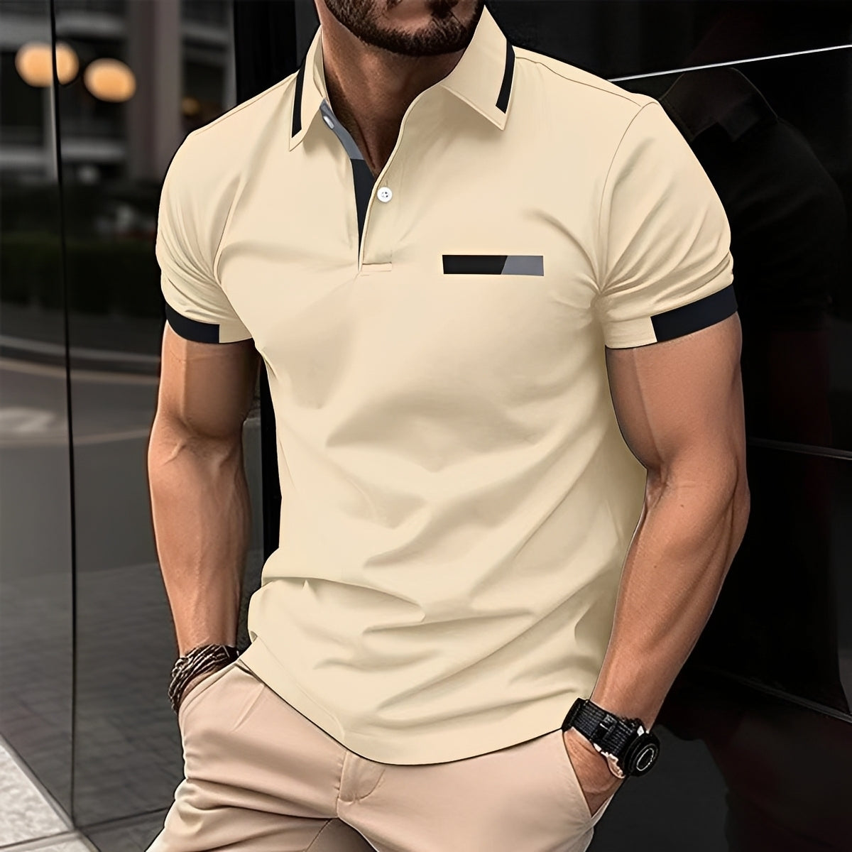 Julian - Trendy, sporty men's polo shirt with a lapel collar
