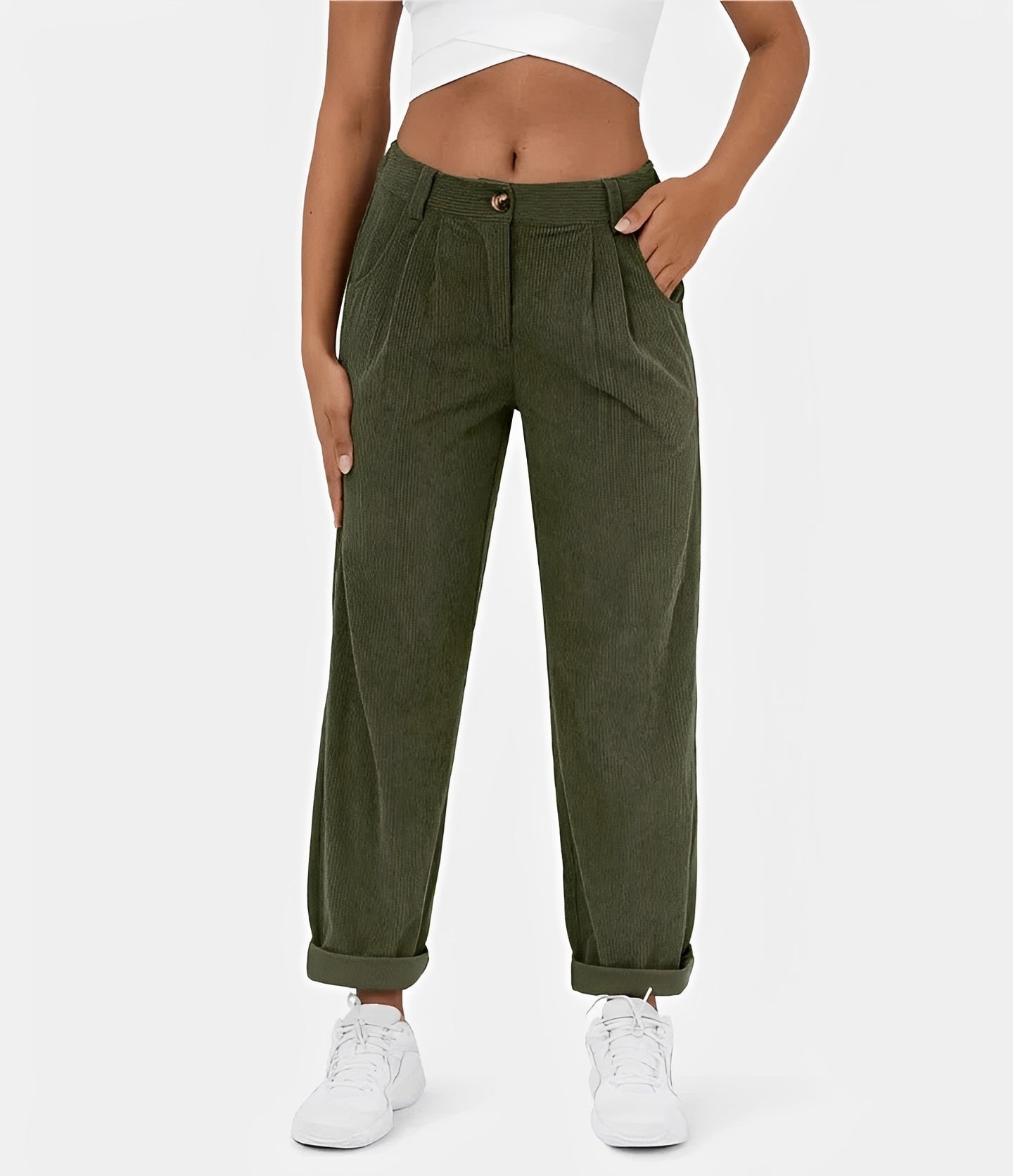 Liana - Casual High Waist Corduroy Pants