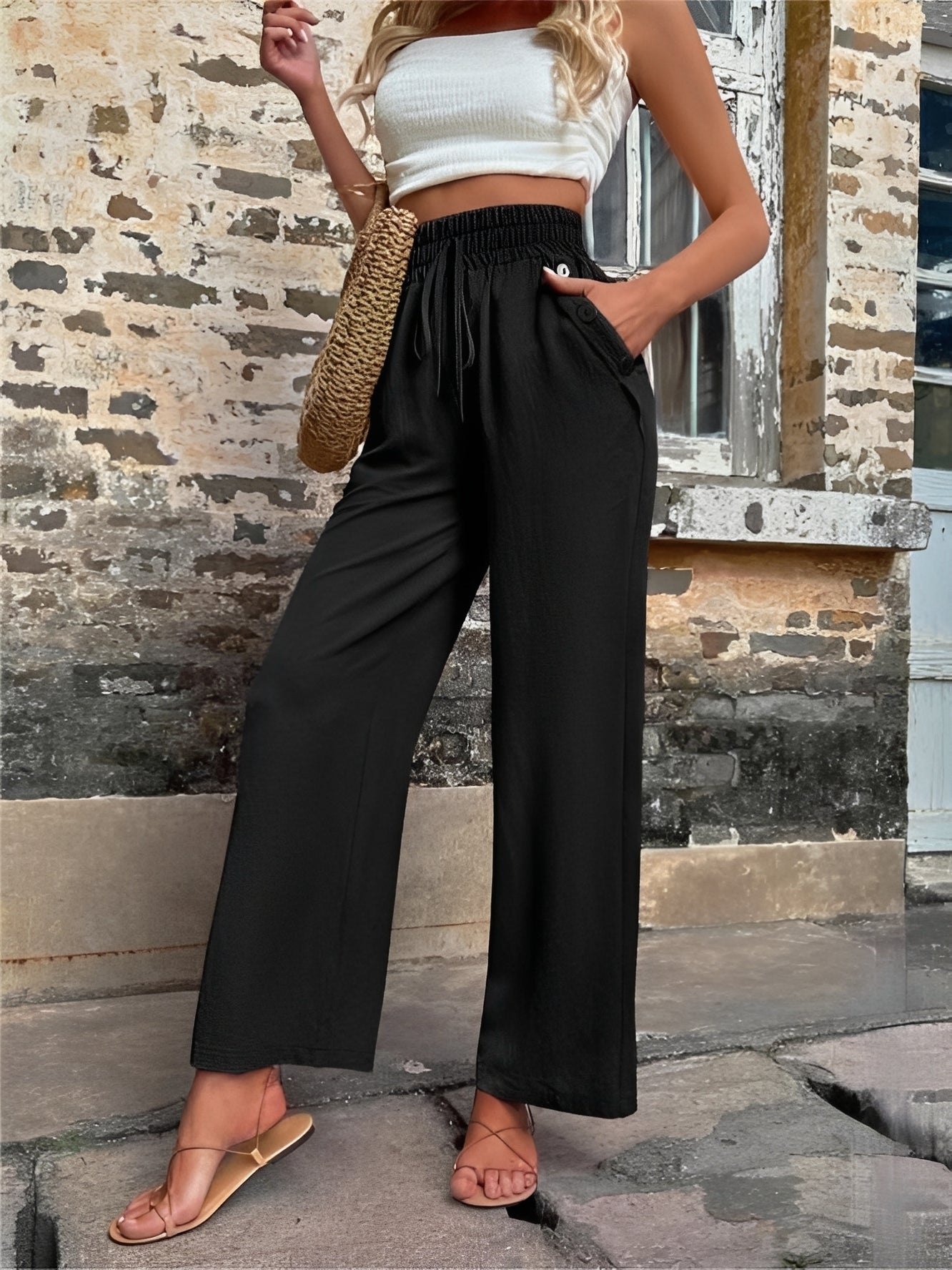 Allie - Trendy, loose high-waisted women's pants