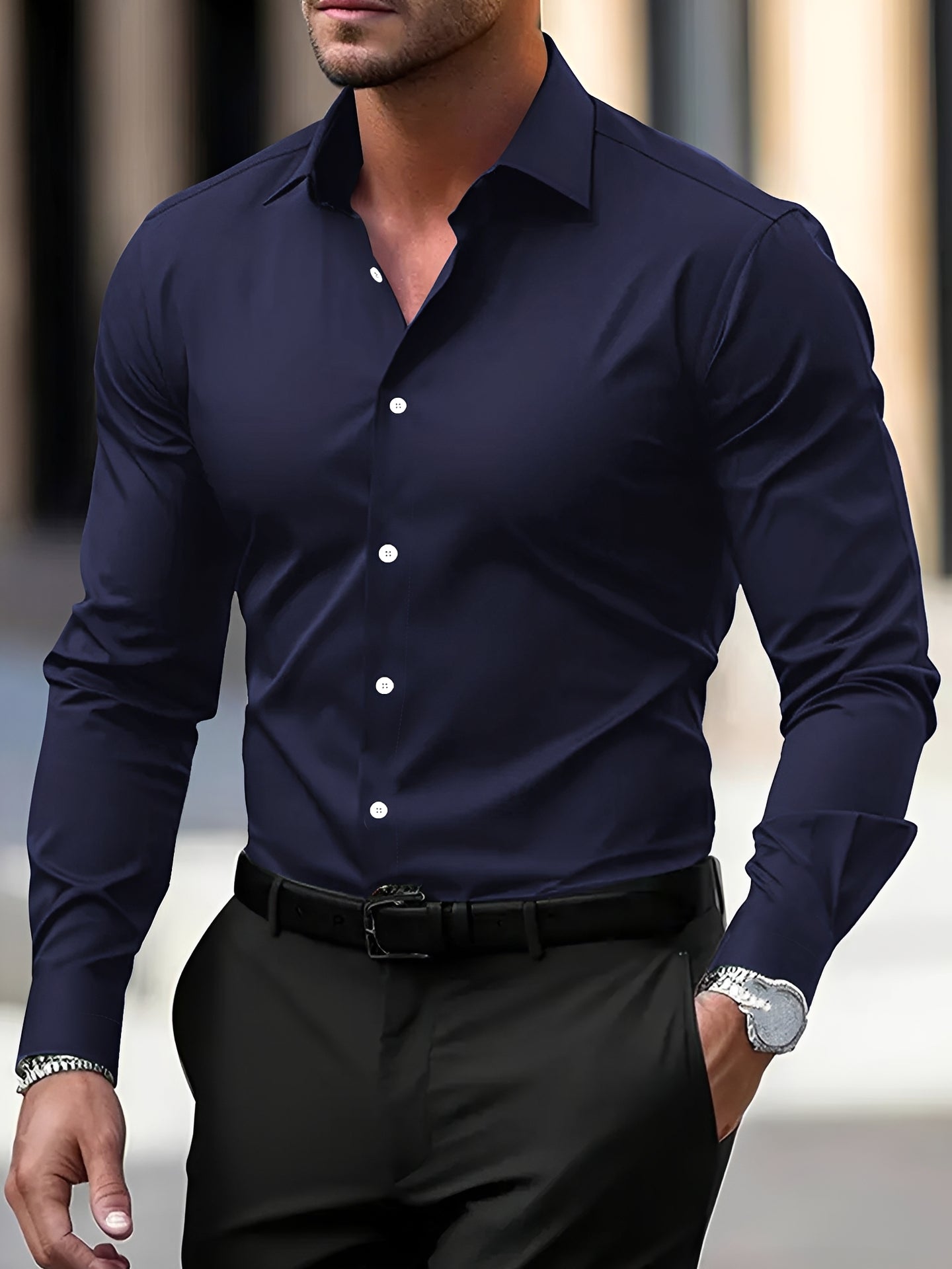 Jeremy – Men's long-sleeve shirt – suitable for casual and formal settings