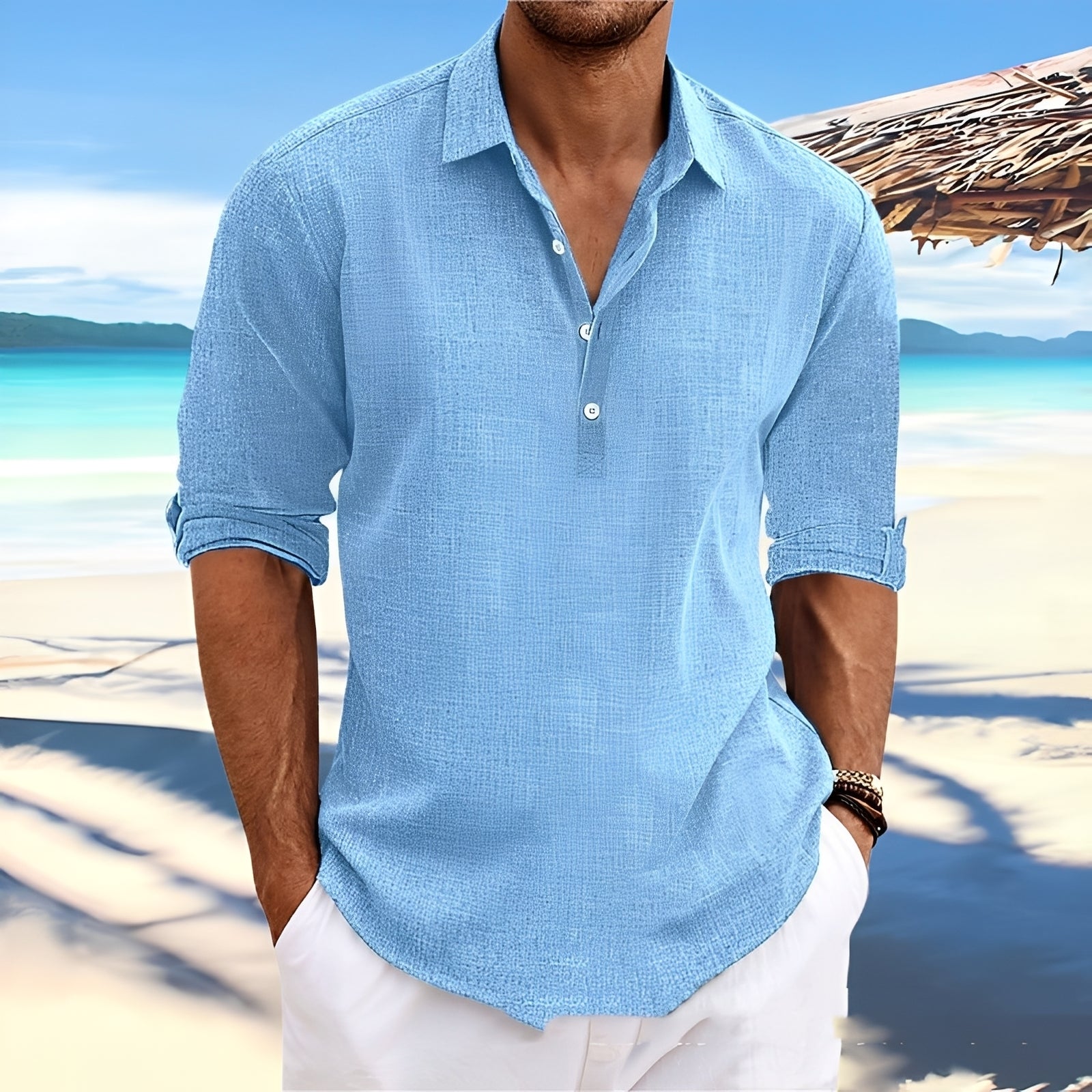 Ricky – Men's long-sleeve shirt – ideal for cozy, warm days