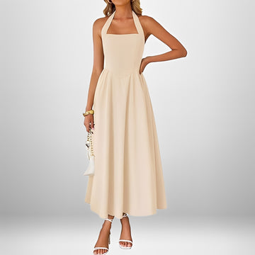 Joanna - Trendy Halter Neck Midi Dress