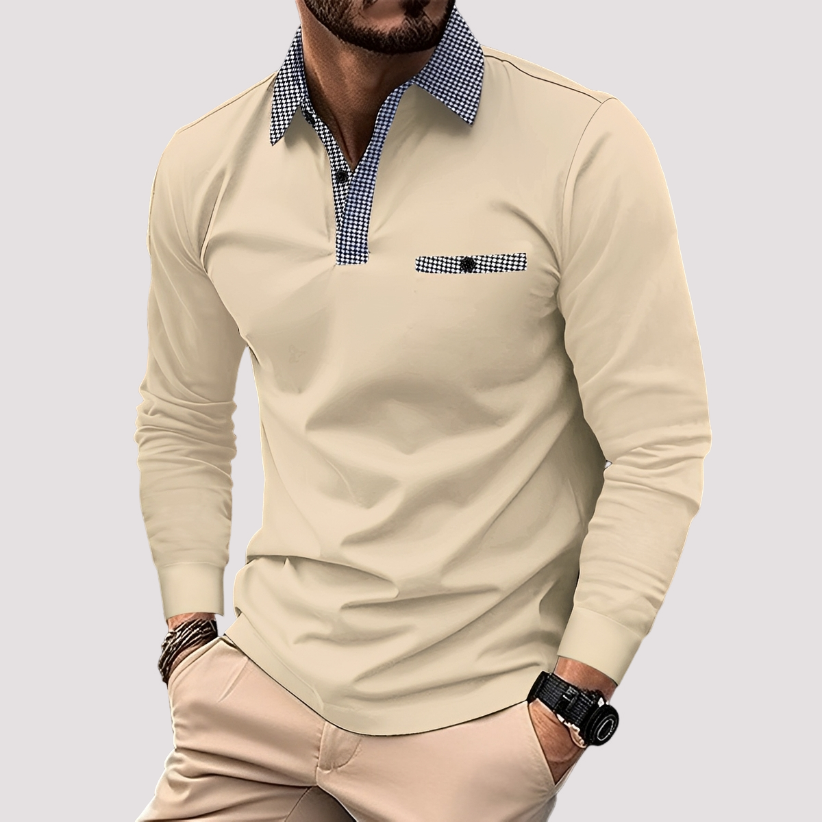 Aidan - Men's stylish long-sleeve polo shirt