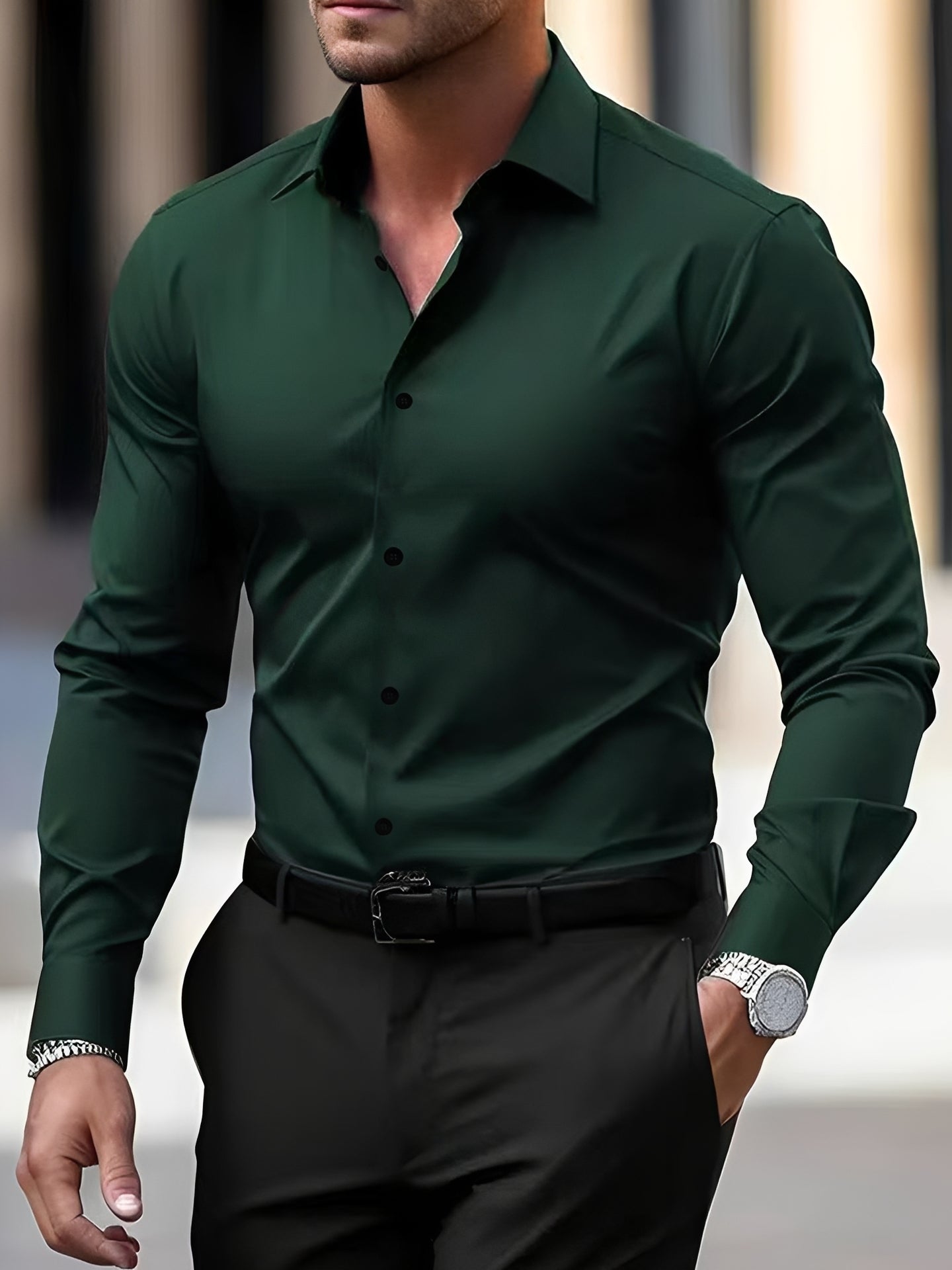 Jeremy – Men's long-sleeve shirt – suitable for casual and formal settings