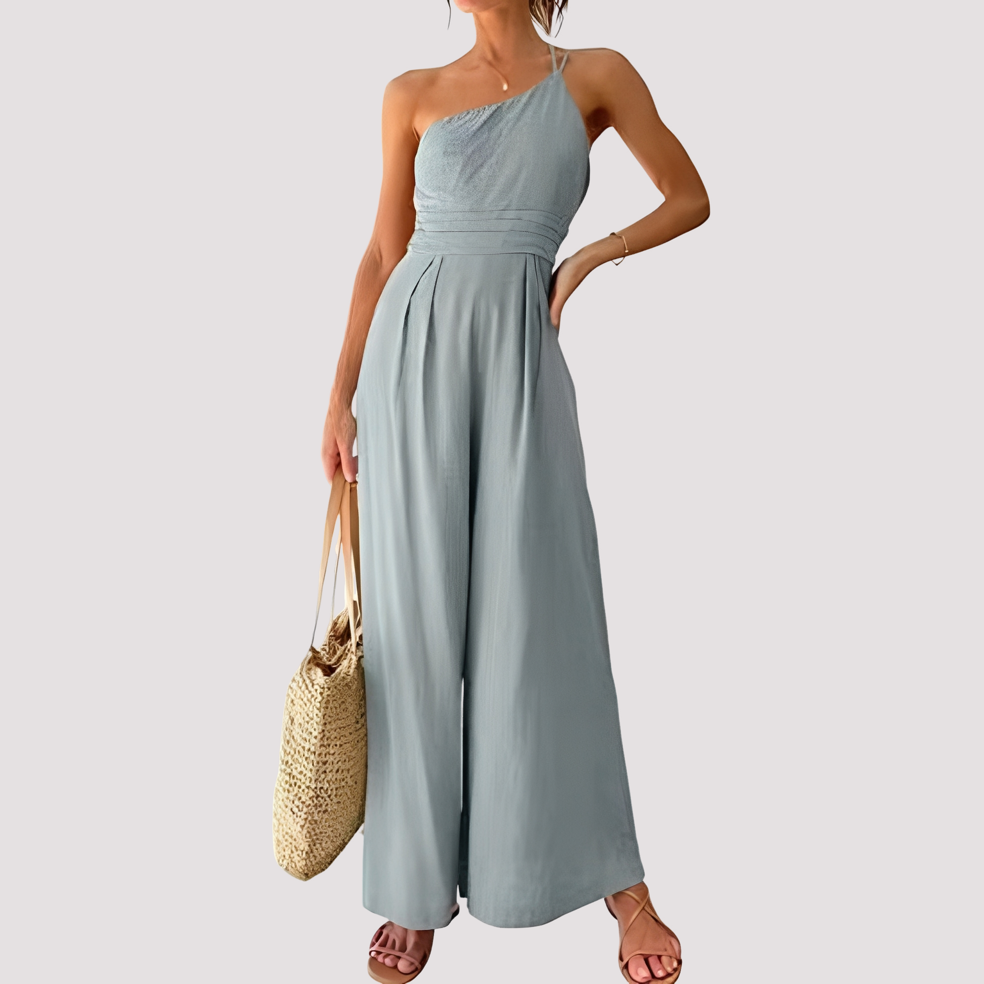 Carla - Trendy one-shoulder wide-leg women's jumpsuit