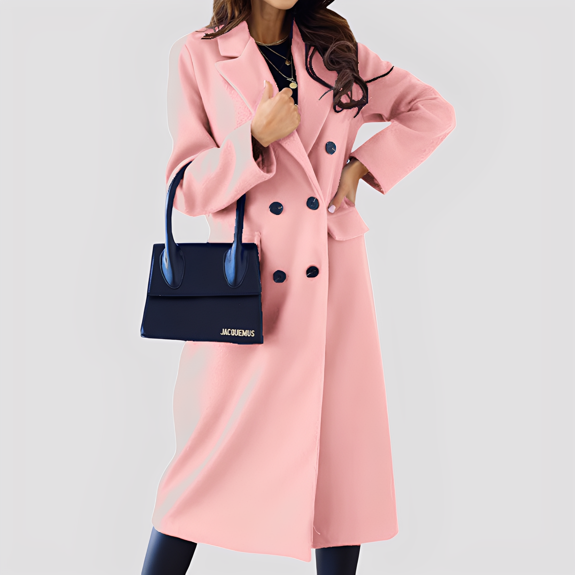 Jasmin - Elegant long coat with double row for ladies