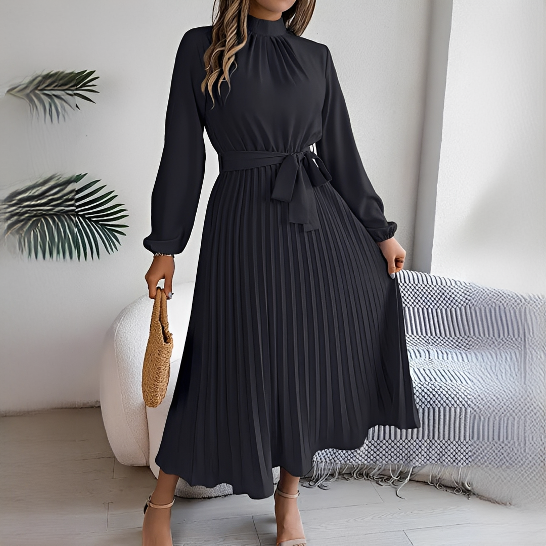 Jessy - Long sleeve pleated dress for women