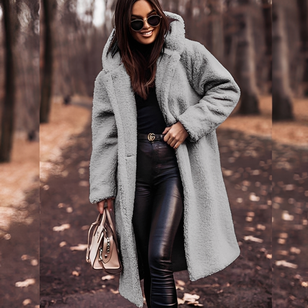 Lucette - Winter coat with faux fur hood for women
