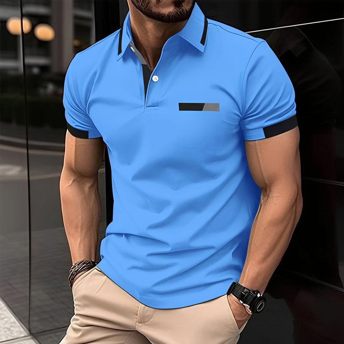 Julian - Trendy, sporty men's polo shirt with a lapel collar