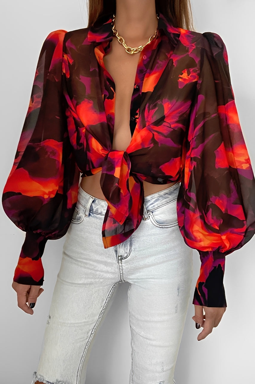 Carla - Trendy blouse with lantern sleeves for women