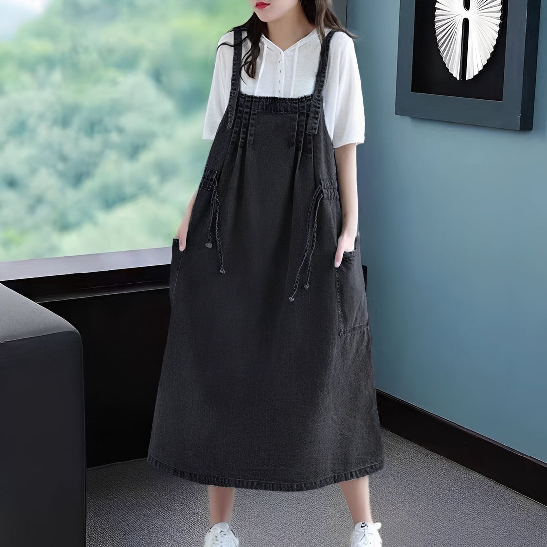 Antonia - Women's trendy oversized denim dress with pockets