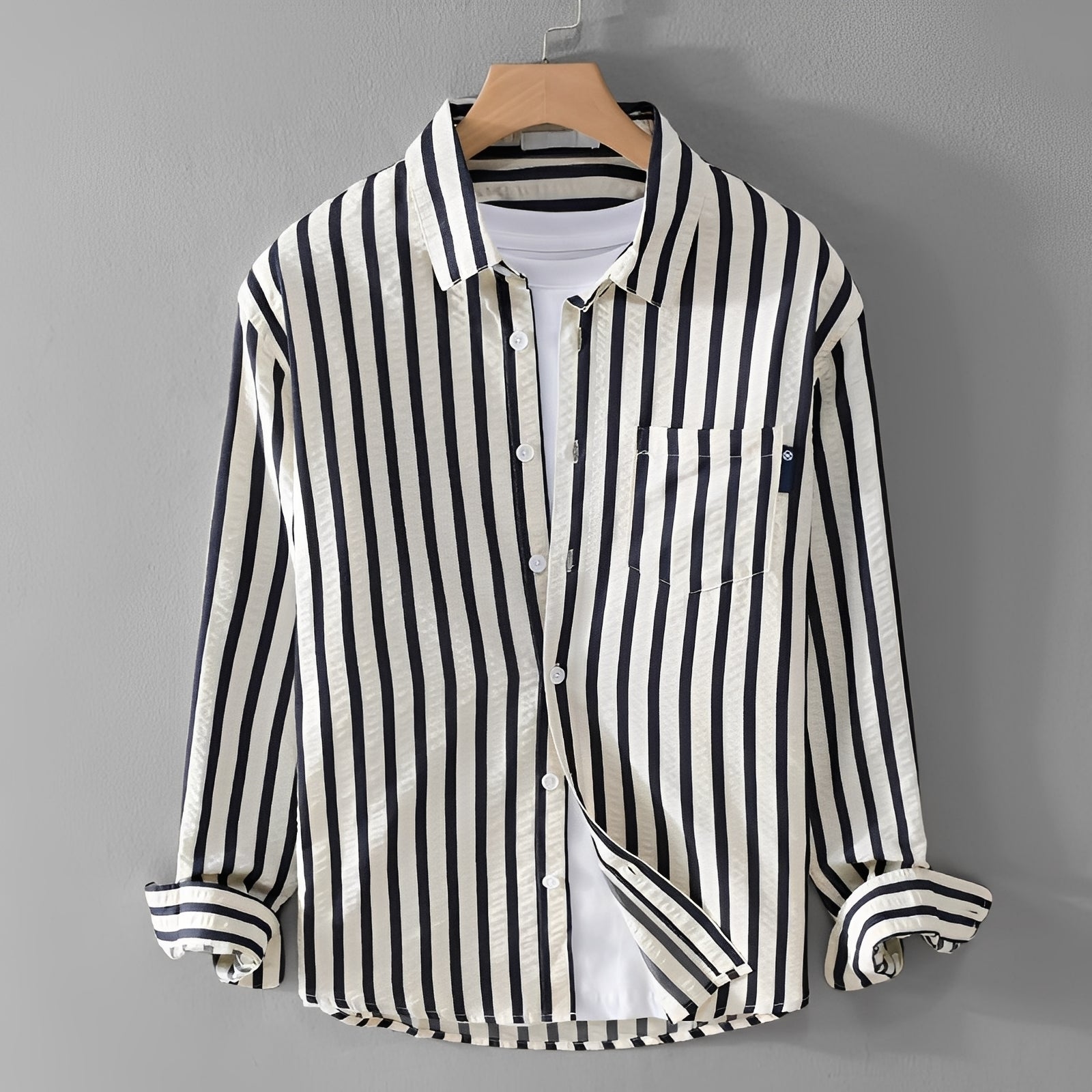 Marvin - Fashionable Long-sleeved Striped Shirt