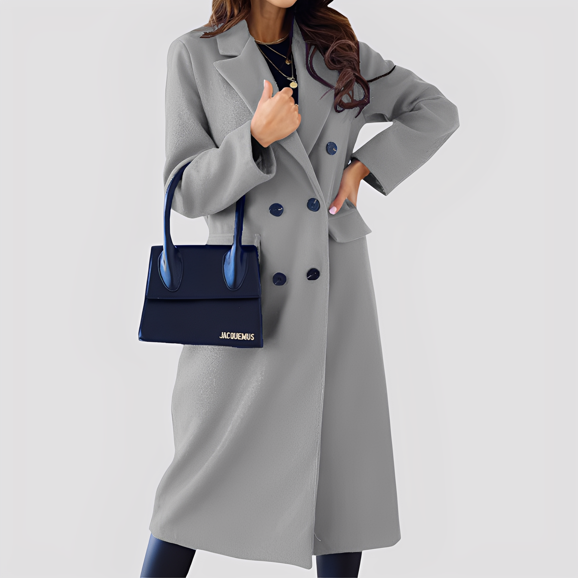 Jasmin - Elegant long coat with double row for ladies