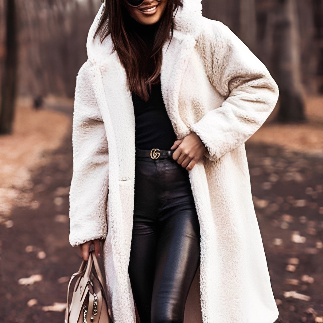 Lucette - Winter coat with faux fur hood for women