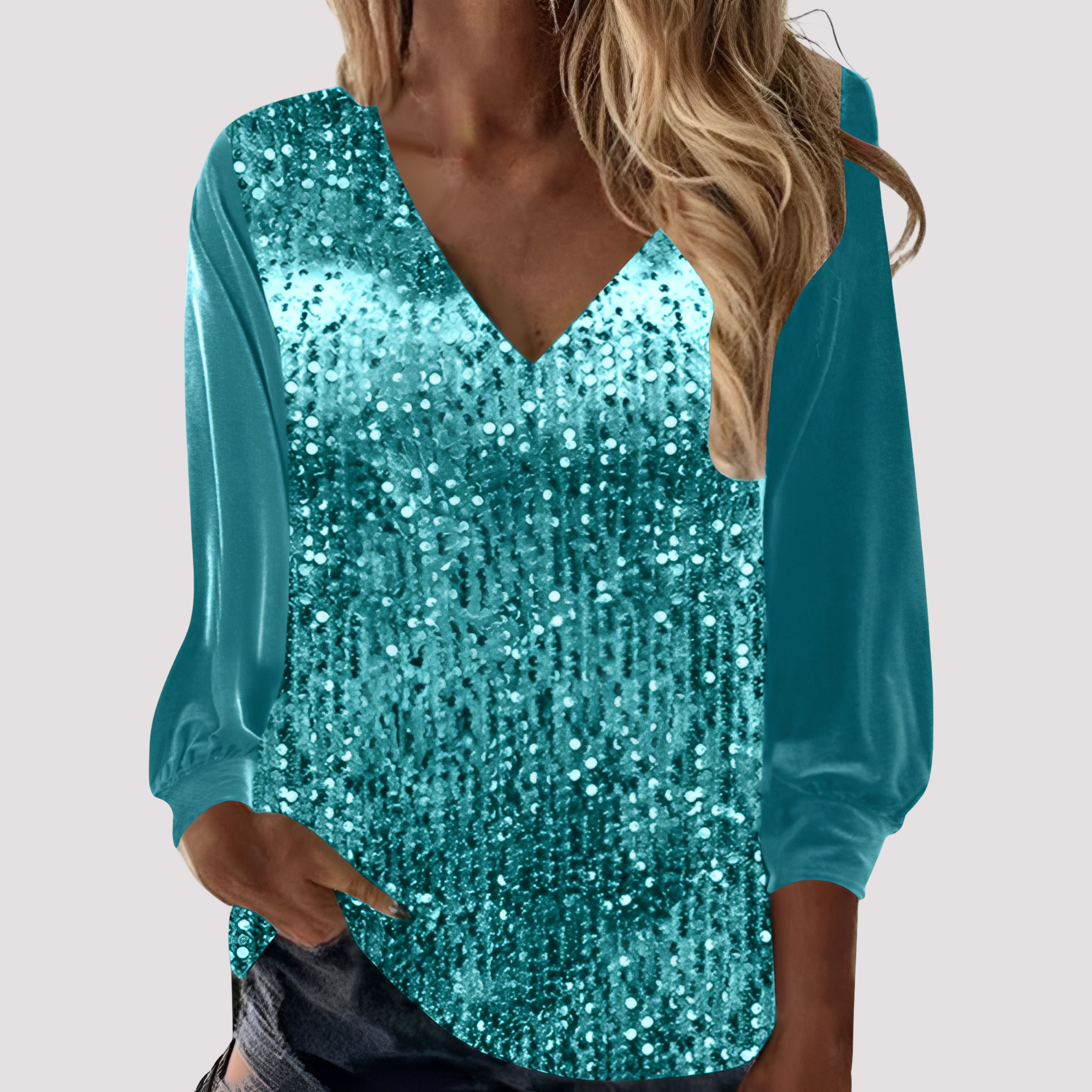 Hazel - Sequined Long-Sleeve Top