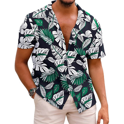 Harry - Trendy men's shirt with a tropical pattern
