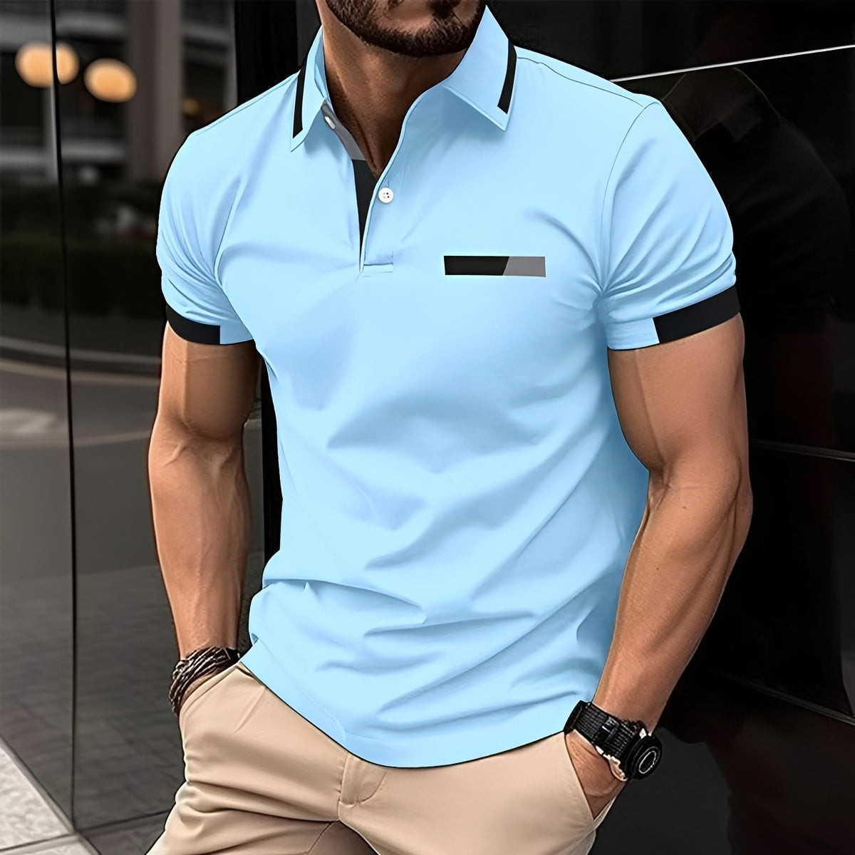 Julian - Trendy, sporty men's polo shirt with a lapel collar