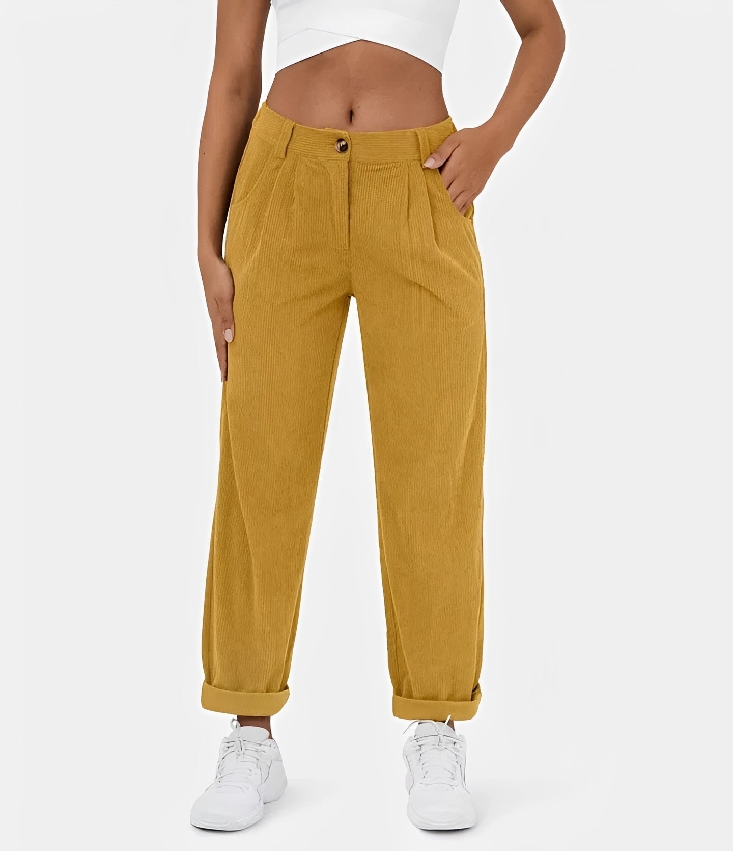 Liana - Casual High Waist Corduroy Pants