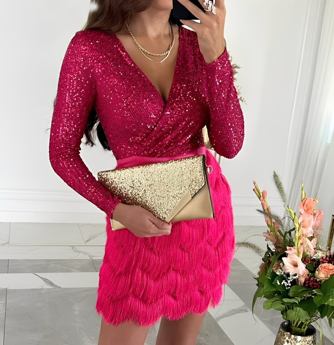 Isabelle - Stylish Glitter Mini Dress