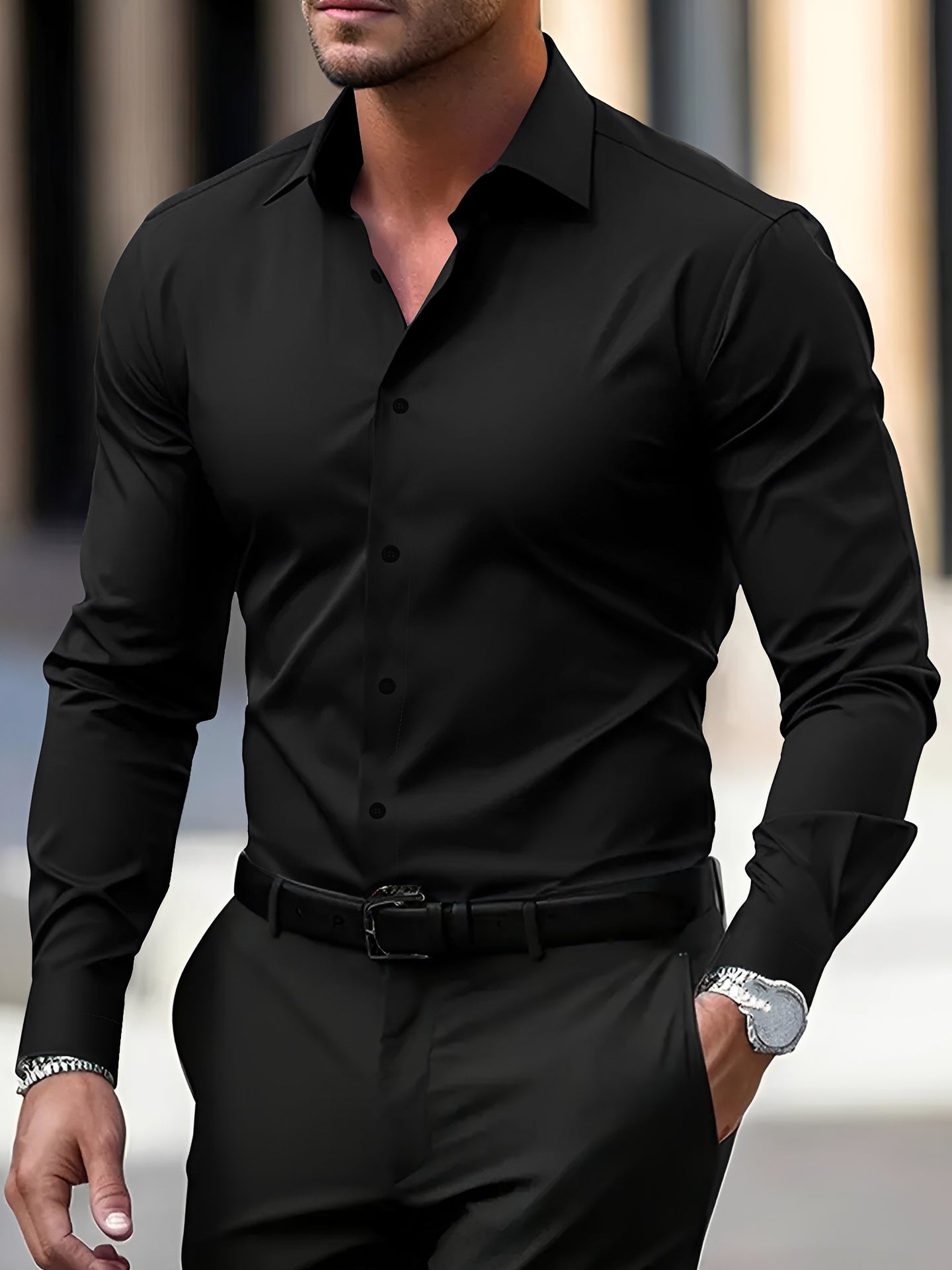 Jeremy – Men's long-sleeve shirt – suitable for casual and formal settings