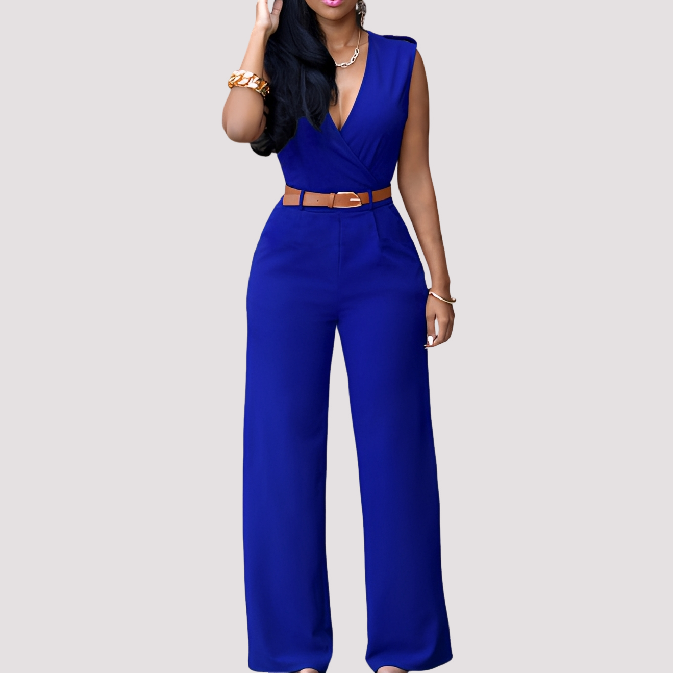 Esther - Women's elegant jumpsuit with a belt