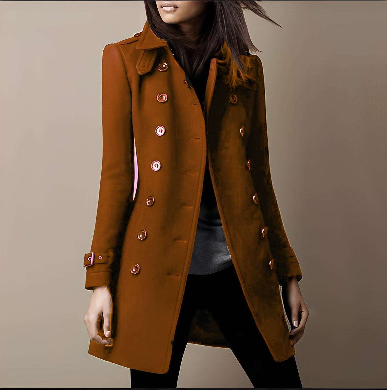 Aryana - Elegant wool coat with two rows for women