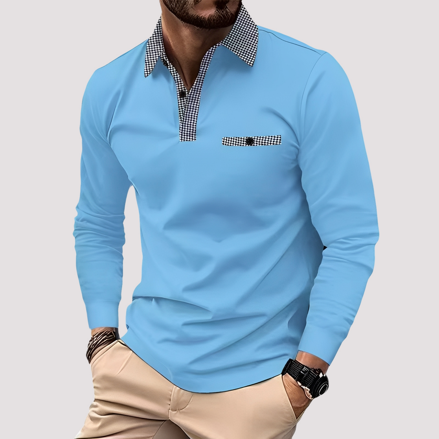 Aidan - Men's stylish long-sleeve polo shirt
