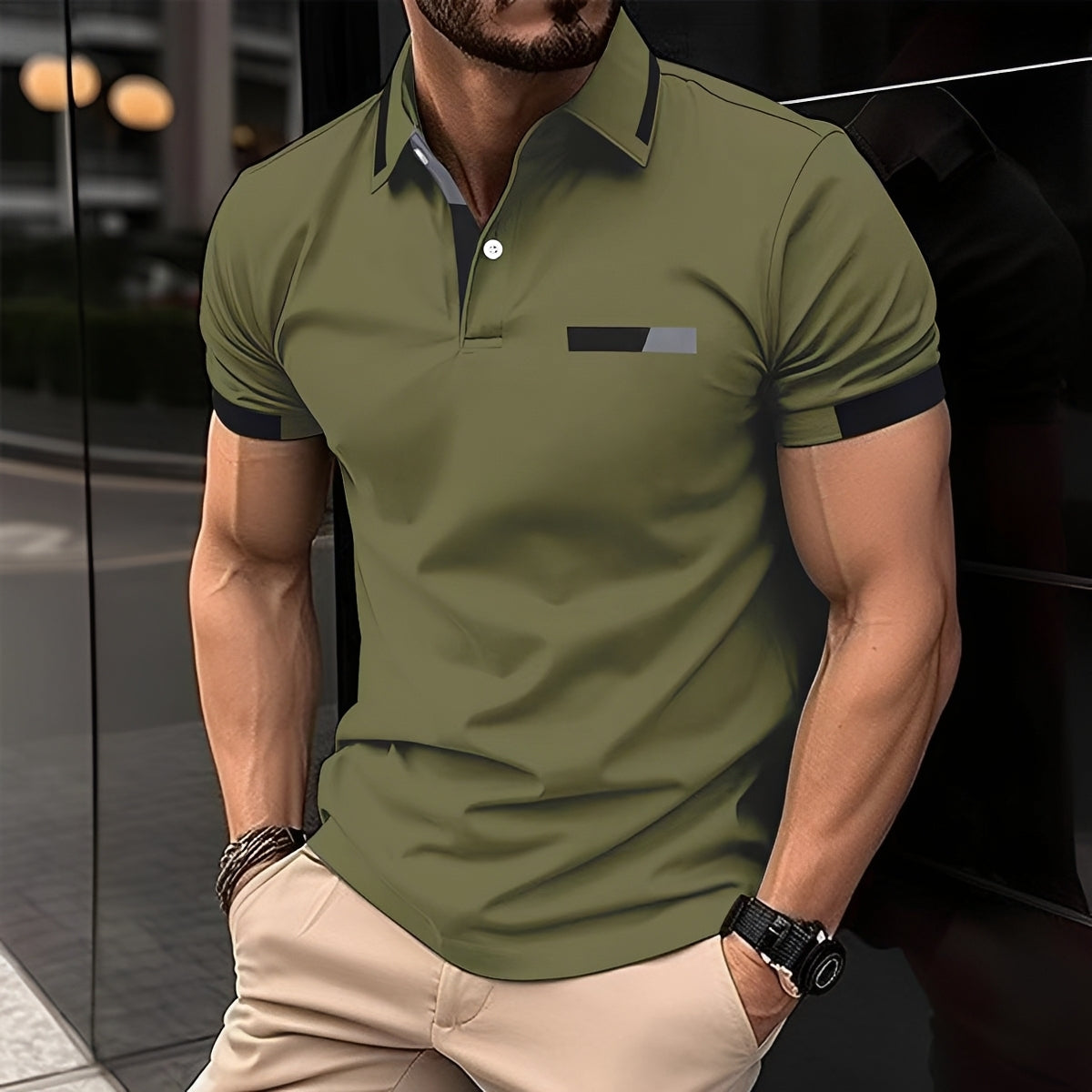 Julian - Trendy, sporty men's polo shirt with a lapel collar