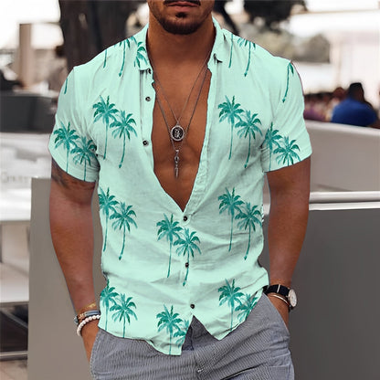 Hector - Men's Fashionable Palm Print Shirt