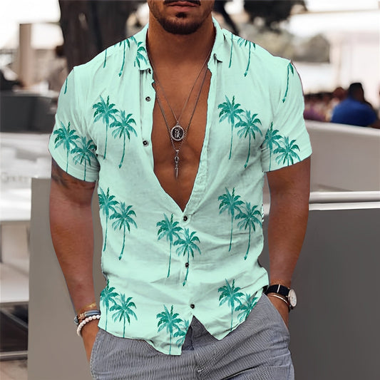 Hector - Men's Fashionable Palm Print Shirt