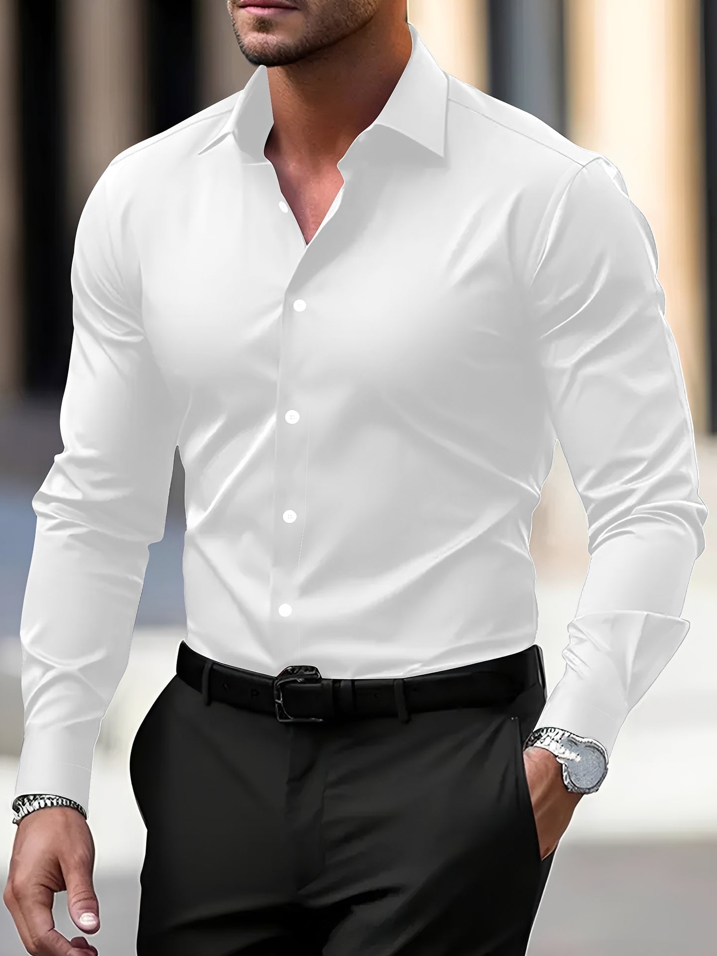 Jeremy – Men's long-sleeve shirt – suitable for casual and formal settings