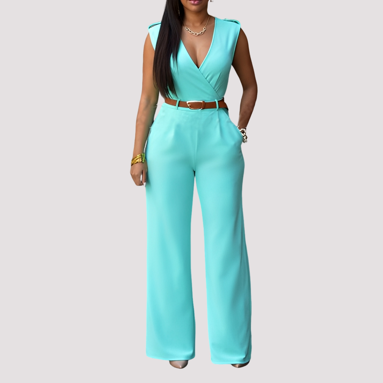 Esther - Women's elegant jumpsuit with a belt