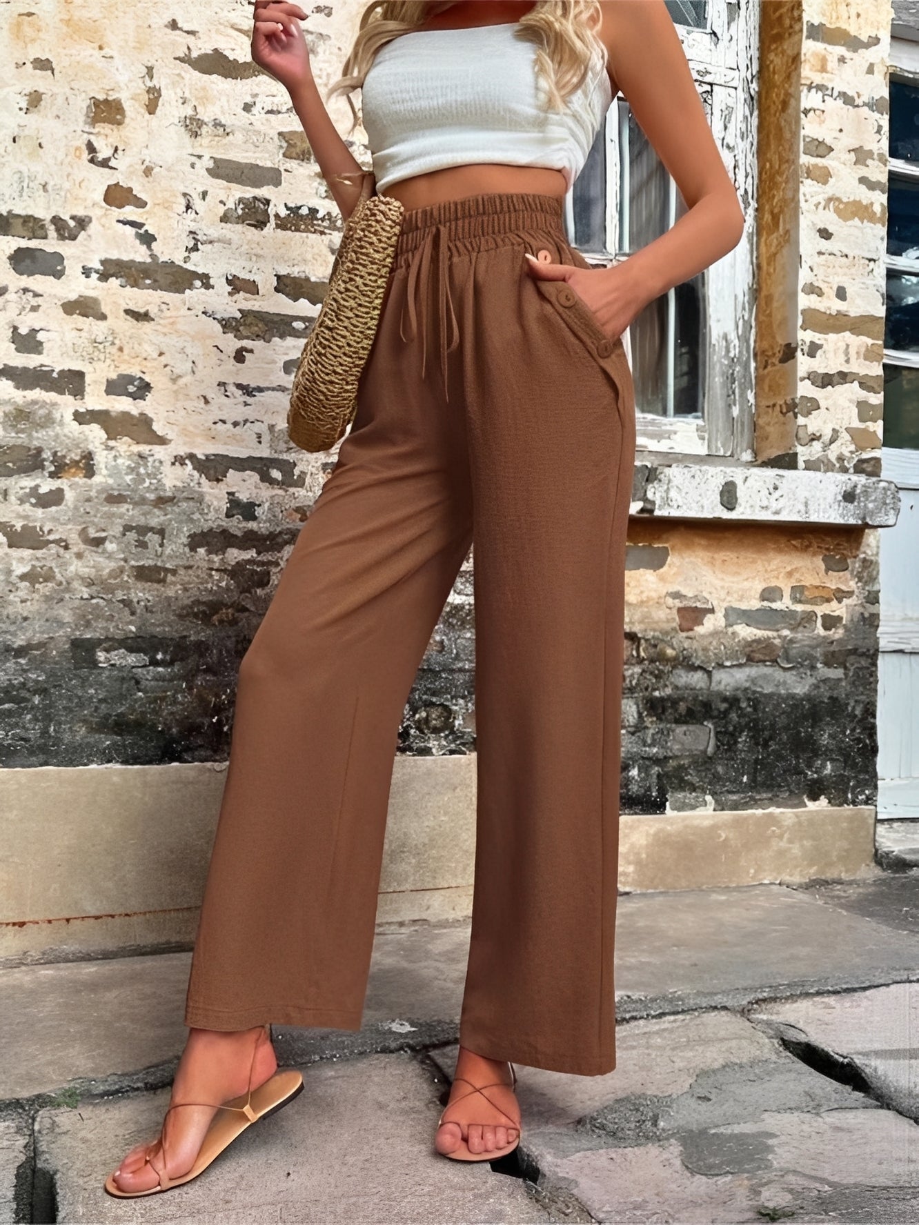 Allie - Trendy, loose high-waisted women's pants