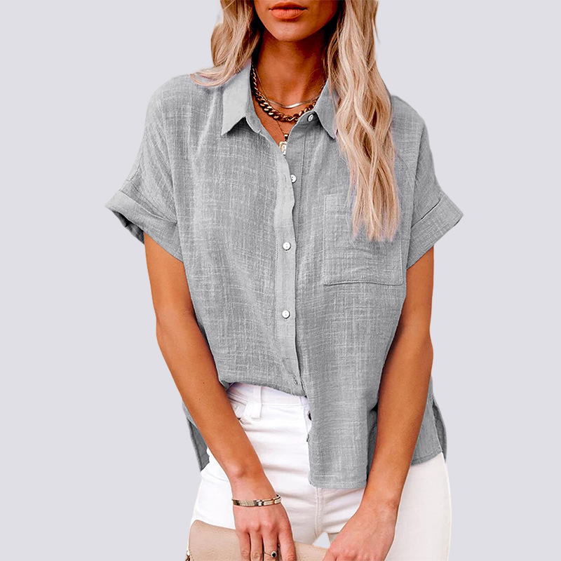 Nicole - Short Sleeve Blouse with Pockets