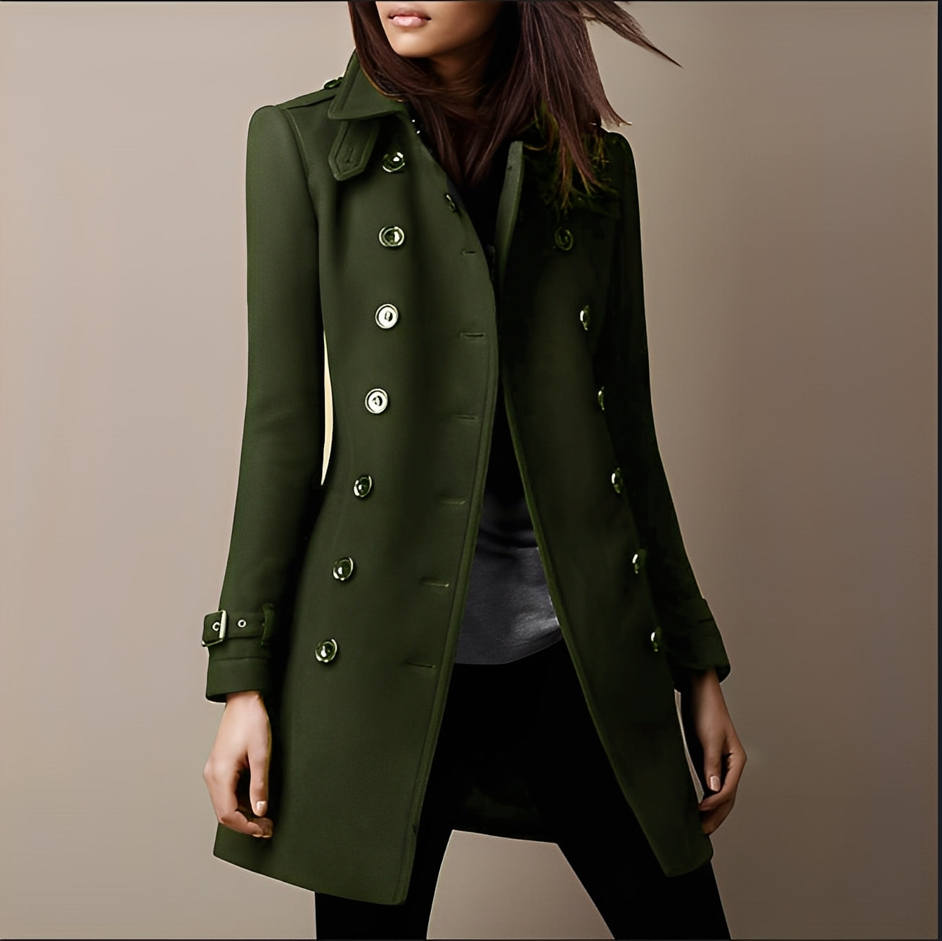 Aryana - Elegant wool coat with two rows for women