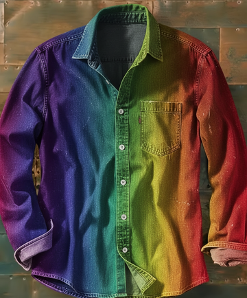 Theo - Classic Long Sleeve Shirt with Pattern for Men