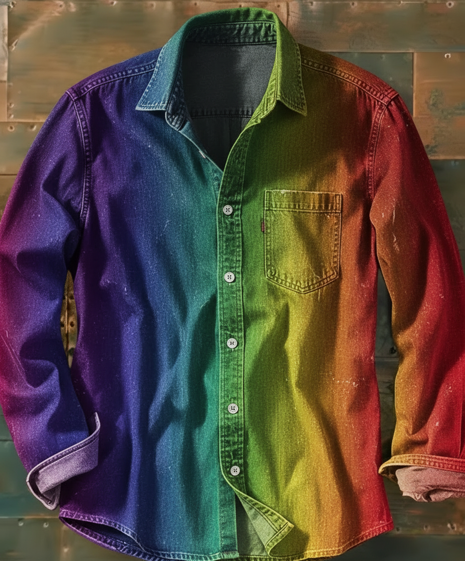 Theo - Classic Long Sleeve Shirt with Pattern for Men