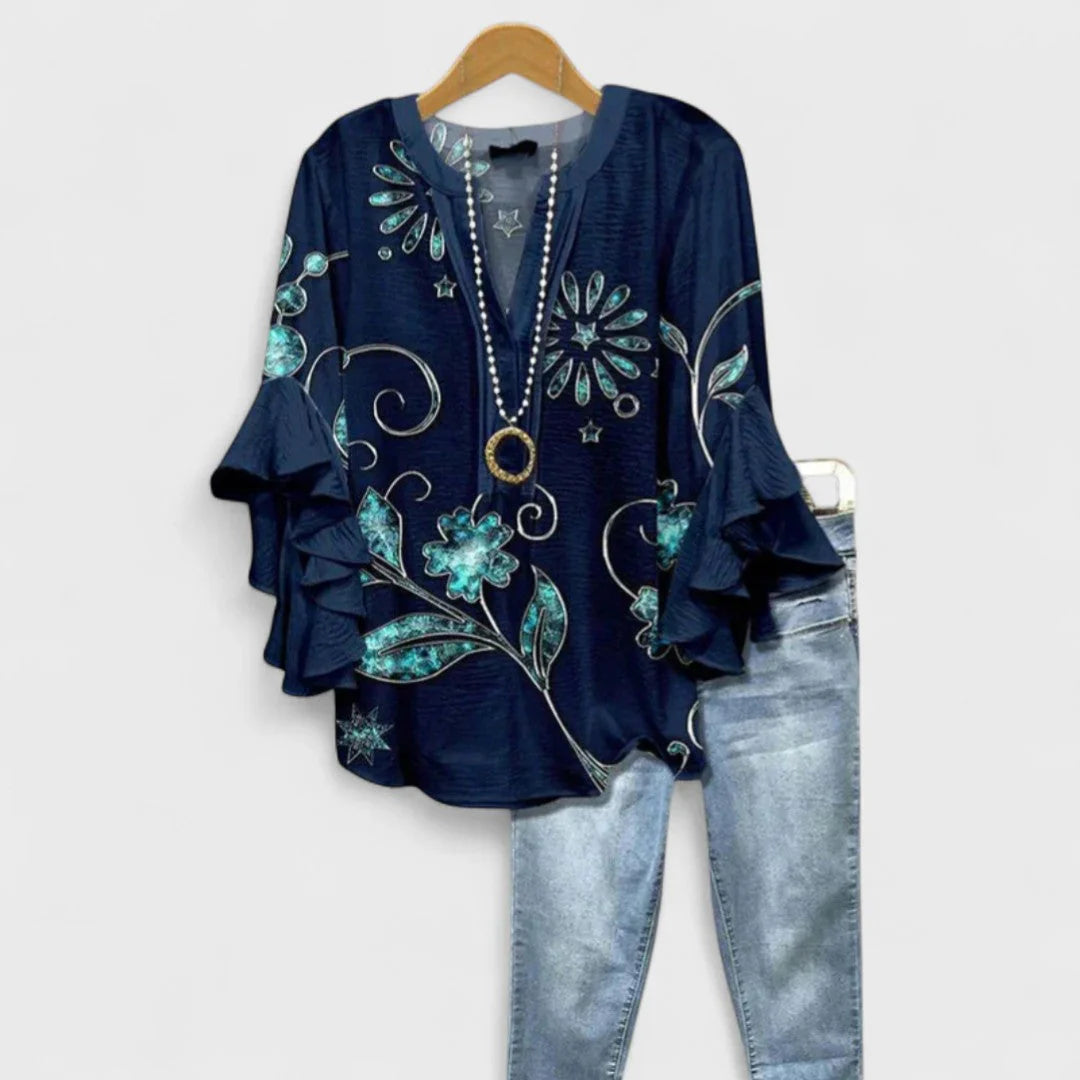 Kay- Elegant Women's Blouse with Floral Pattern