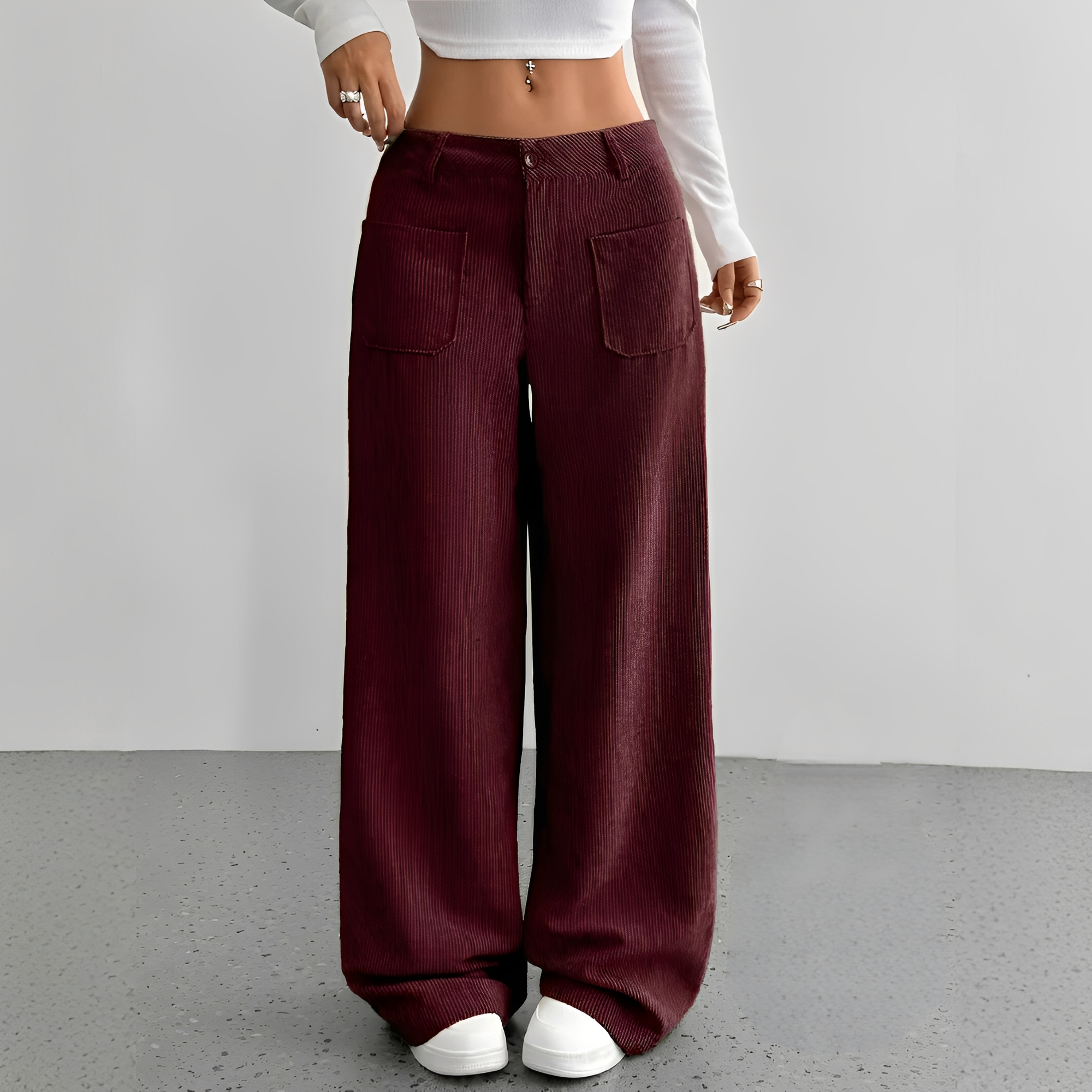 Isabelle - High-waisted Corduroy Pants