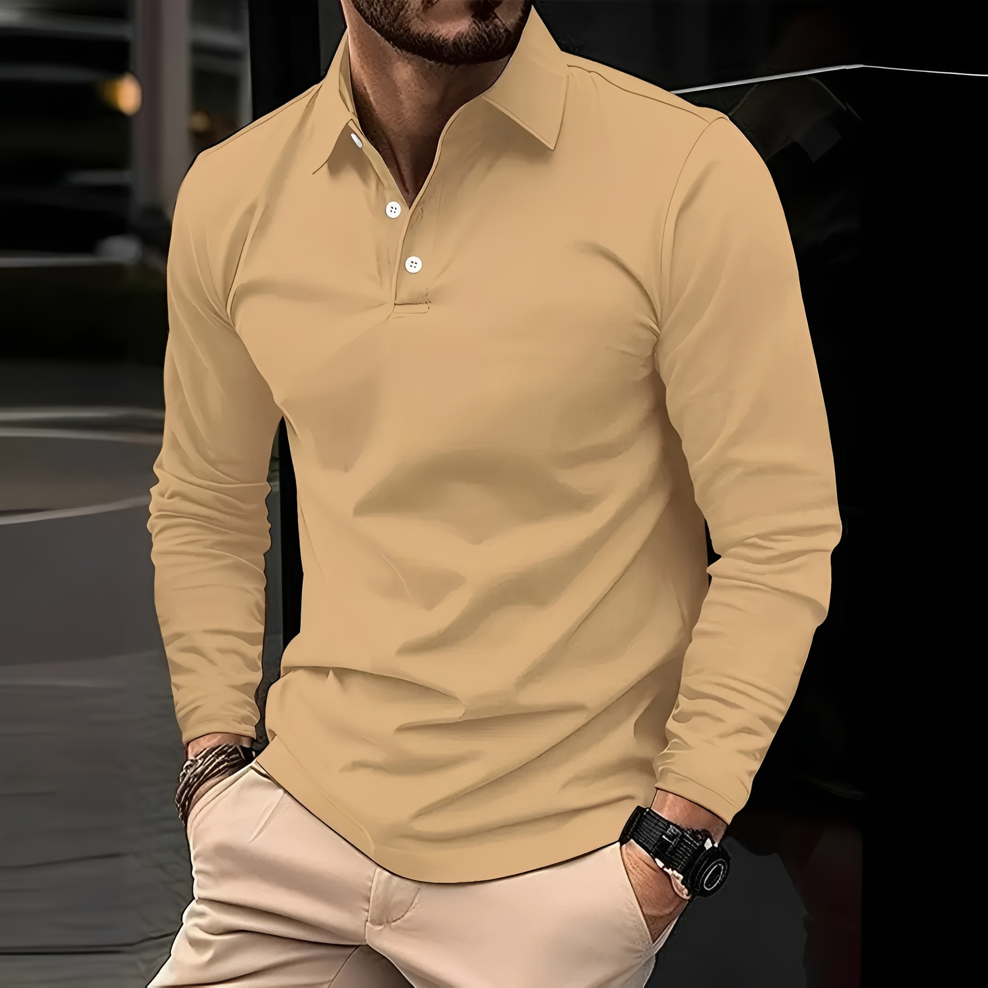 Conner – Men's long-sleeve polo shirt – Casual & comfortable
